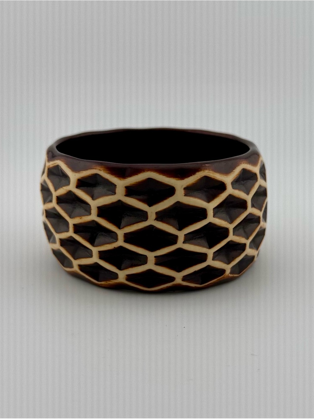 Galalith 3”Diameter 1.75” Wide Bangle Bracelet Honeycomb Raised Pattern EUC